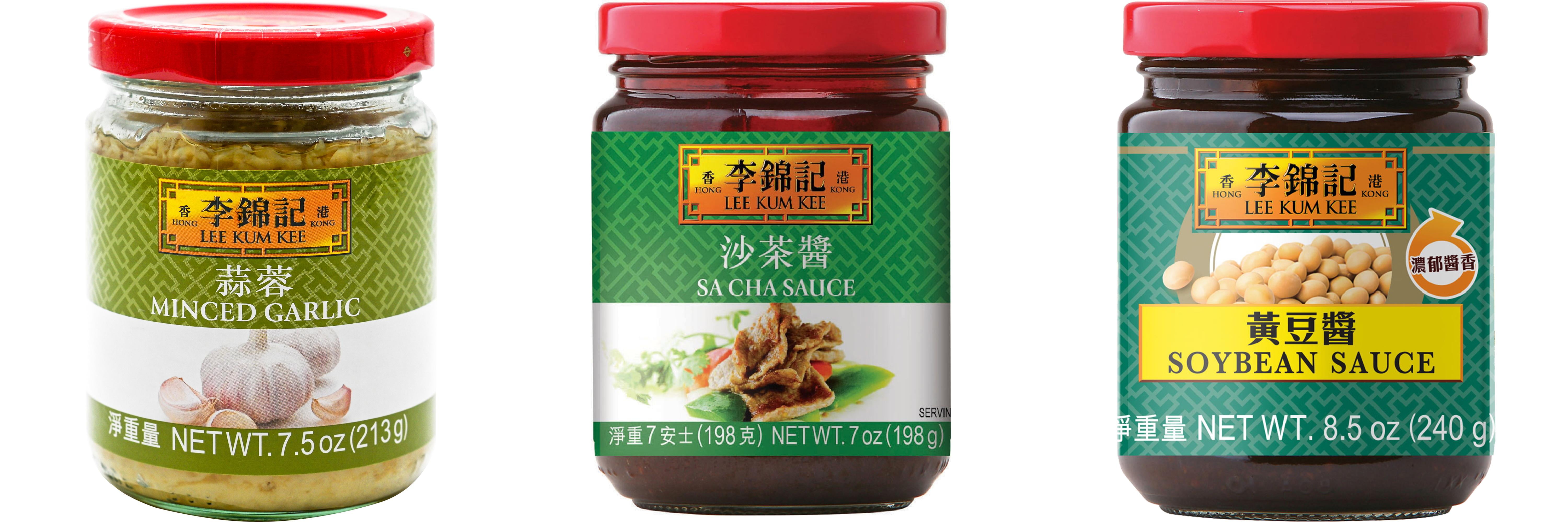 NineChef Brand Spoon Plus 3 Pack Lee Kum Kee Cooking Sauce, 3 Flavors(Minced Garlic Sauce,Sa Cha Sauce,Soybean Sauce)