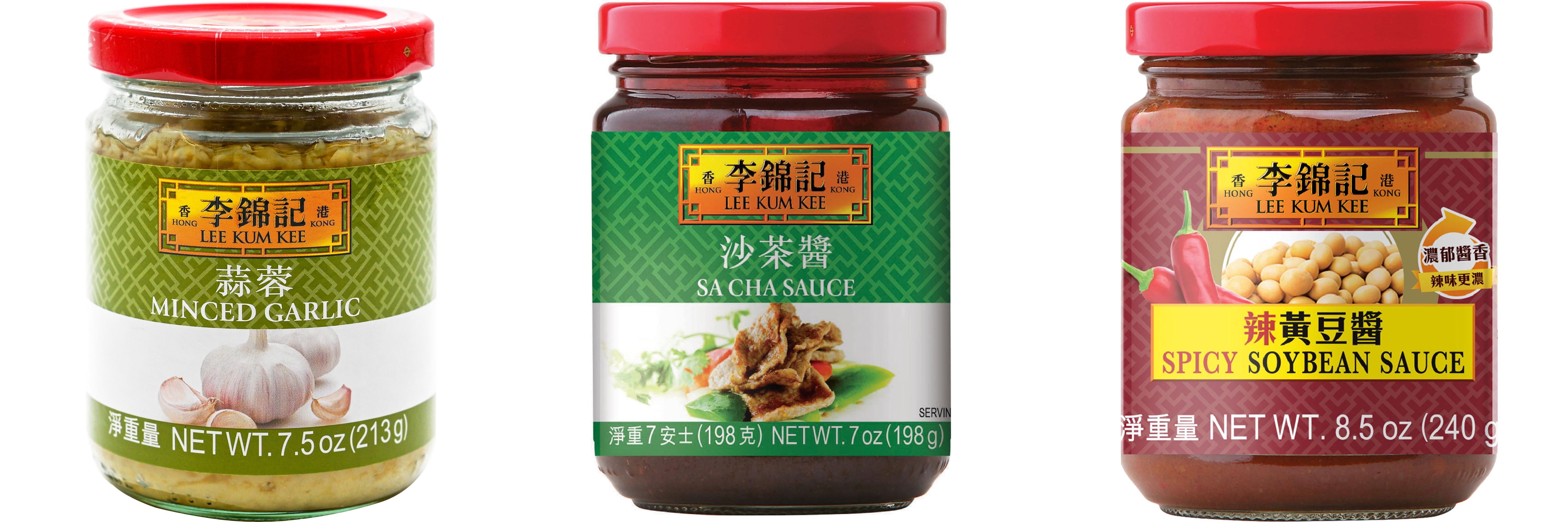 NineChef Brand Spoon Plus 3 Pack Lee Kum Kee Cooking Sauce, 3 Flavors(Minced Garlic Sauce,Sa Cha Sauce,Spicy Soybean Sauce)