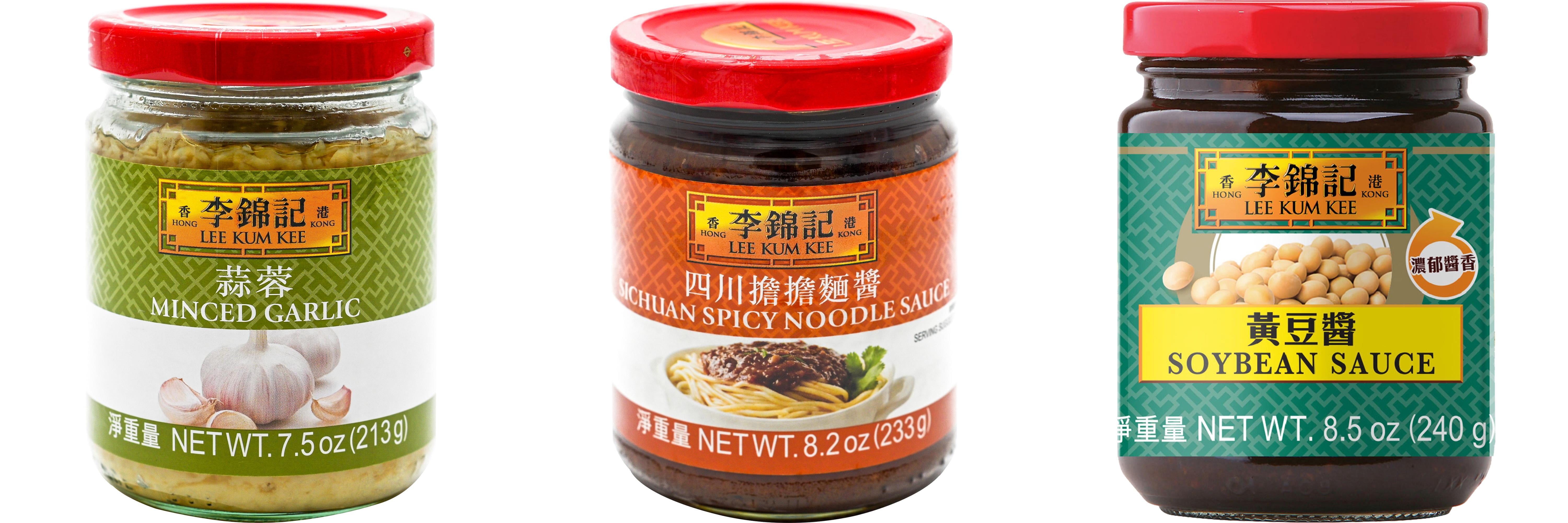 NineChef Brand Spoon Plus 3 Pack Lee Kum Kee Cooking Sauce, 3 Flavors(Minced Garlic Sauce,Sichuan Spicy Noodle Sauce,Soybean Sauce)