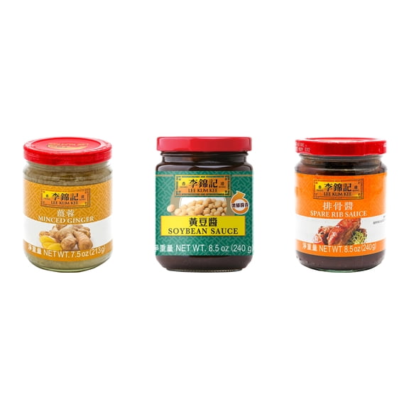 NineChef Brand Spoon Plus 3 Pack Lee Kum Kee Cooking Sauce, 3 Flavors(Minced Ginger Sauce,Soybean Sauce,Spare Rib Sauce)