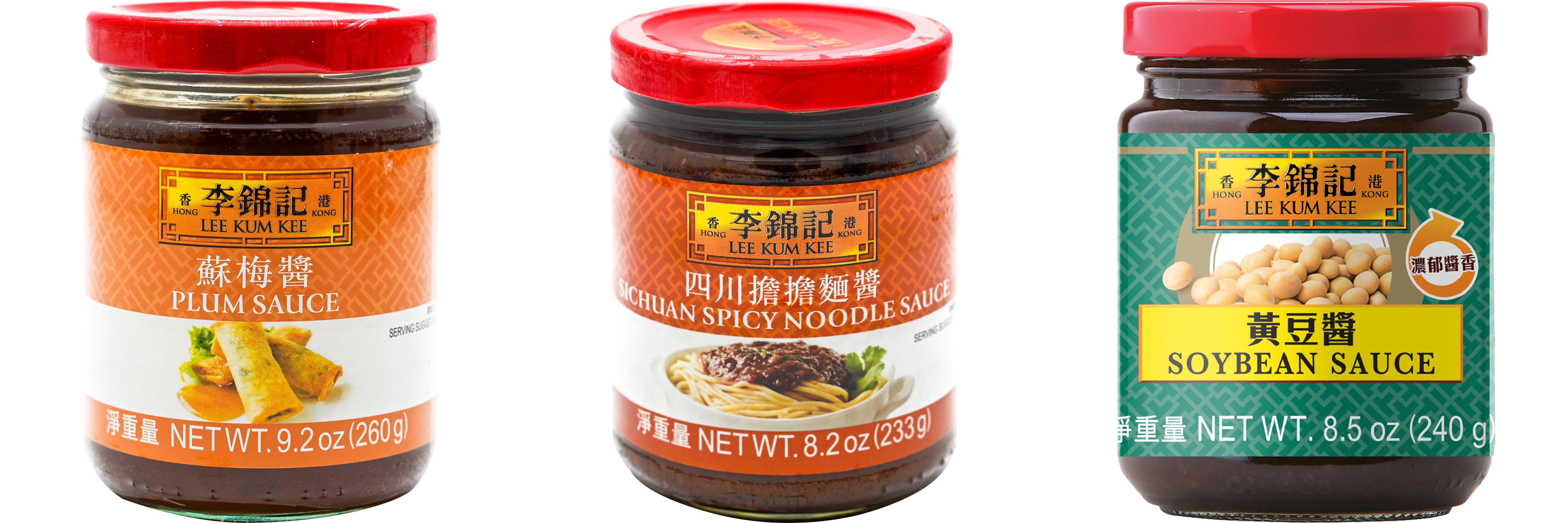 NineChef Brand Spoon Plus 3 Pack Lee Kum Kee Cooking Sauce, 3 Flavors(Plum Sauce,Sichuan Spicy Noodle Sauce,Soybean Sauce)