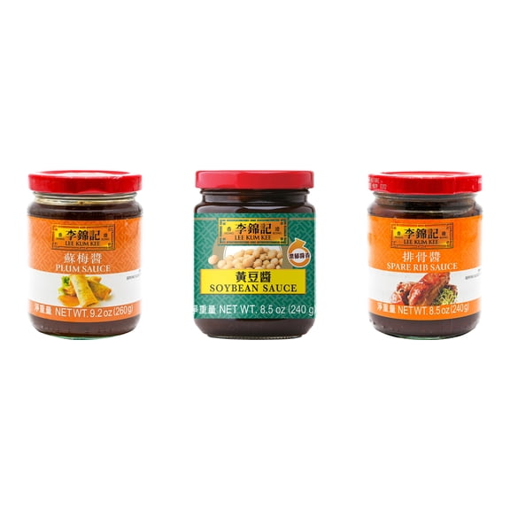NineChef Brand Spoon Plus 3 Pack Lee Kum Kee Cooking Sauce, 3 Flavors(Plum Sauce,Soybean Sauce,Spare Rib Sauce)