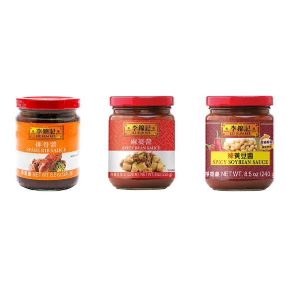 NineChef Brand Spoon Plus 3 Pack Lee Kum Kee Cooking Sauce, 3 Flavors(Spare Rib Sauce,Spicy Bean Sauce,Spicy Soybean Sauce)