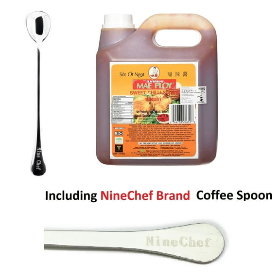 NineChef Brand Spoon Plus MaePloy Thai Sweet Chilli Sauce Huge Jug Versatile Dipping Sauce (4kg, 8.8lb)