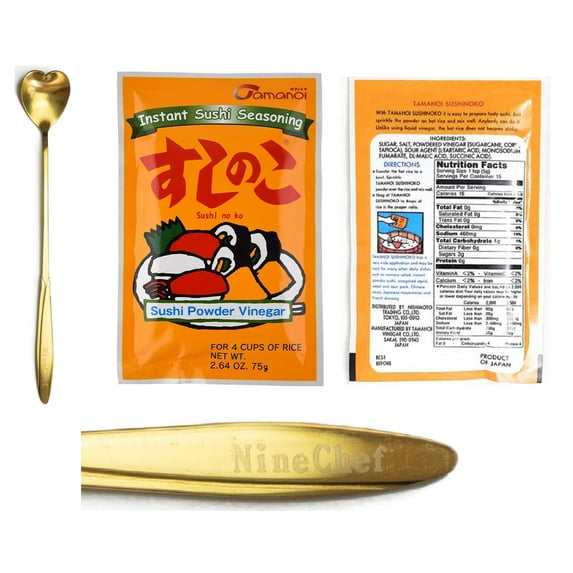 NineChef Brand Spoon Plus Tamanoi Sushinoko (sushi No ko) Instant Sushi Seasoning, Sushi Power Vinegar Sushi Rice Mix Seasoning Powder (1 Bag)