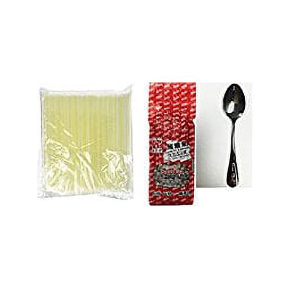 NineChef Bundle - 1 X 40 Big Fat Bubble Tea Straws + 1 X BLACK BUBBLE TEA BOBA TAPIOCA PEARL 2.2LB + 1 NineChef Brand Long Handle Spoon