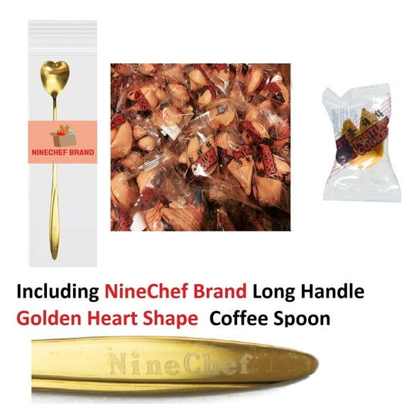NineChef Bundle - 100 Individually Wrapped Traditional Fortune Cookies + 1 NineChef Long Handle Spoon