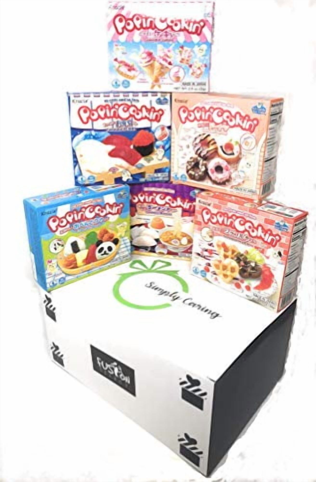 NineChef Bundle - 6 Boxes Bundle Kracie Popin Cookin DIY Gummy Candy Making Kit Tanoshii Cakes Sushi and Donuts Tanoshii Bento Ramen and Waffle + 1 NineChef Brand Long Handle Spoon