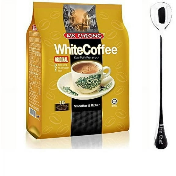 NineChef Bundle Aik Cheong Malaysia Instant Original 3in1 White Coffee Kopi Putih Pracampur (4 Pack)+ 1 NineChef Spoon
