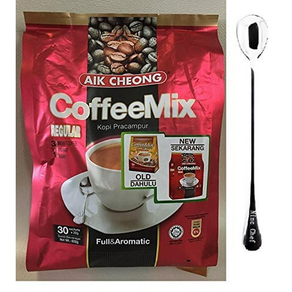 NineChef Bundle Aik Cheong Malaysia Regular Instant 3in1 Coffee Mix Kopi Pracampur (3 Pack)+ 1 NineChef Spoon
