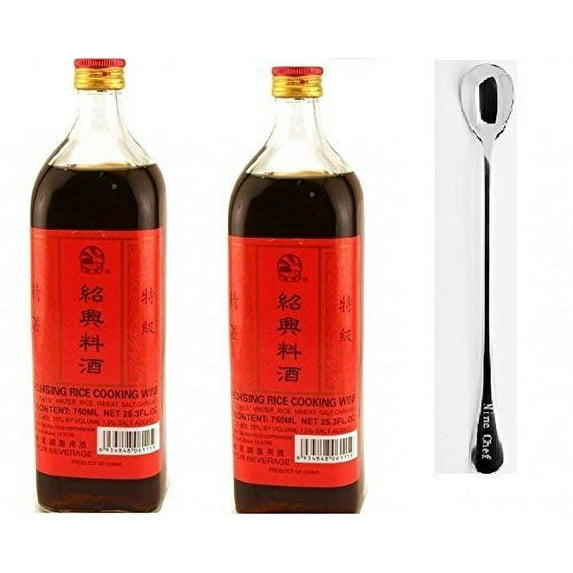 NineChef Bundle - Asian Seasoning Mixes Bundles (Cooking Wine (2 Pack)) + 1 NineChef Brand Long Handle Spoon