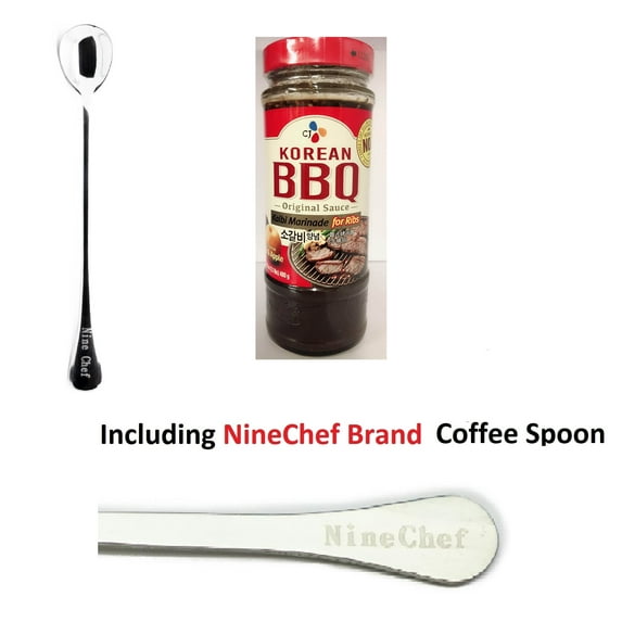 NineChef Bundle - CJ Korean BBQ Sauce Kalbi Marinade for ribs (pack 3) Plus 1 NineChef Brand Coffee Spoon