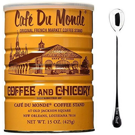 NineChef Bundle - Cafe Du Monde Coffee Chicory 15Oz (5 Pack) + 1 NineChef ChopStick