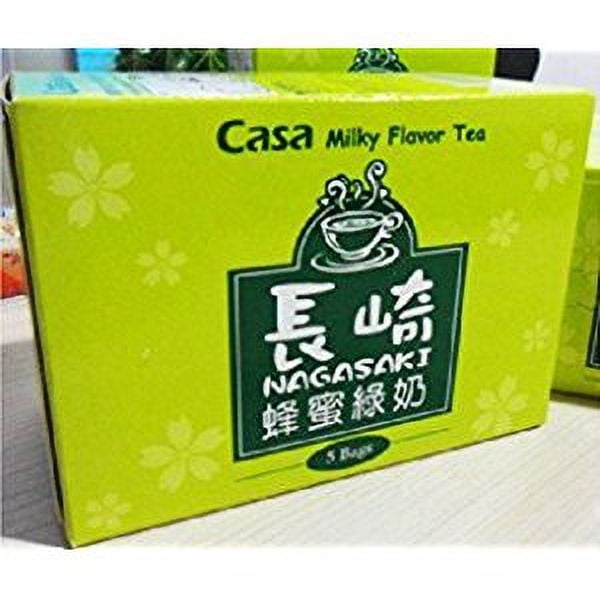 NineChef Bundle - Casa Milky Flavor Tea X 1 Box (Nagasaki- Honey Green Tea) (4 Pack) + 1 NineChef Brand Long Handle Spoon