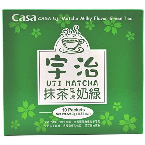 NineChef Bundle - Casa Uji Matcha Milky Flavor Green Tea (10 pk) 1 Box + 1 NineChef Brand Long Handle Spoon