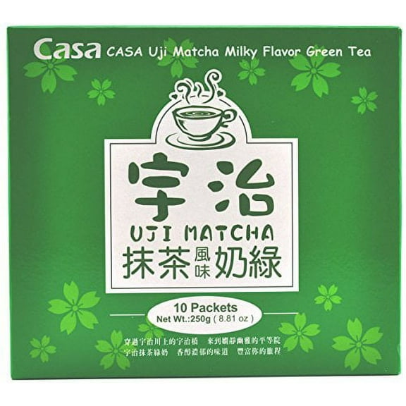 NineChef Bundle - Casa Uji Matcha Milky Flavor Green Tea (10 pk) 1 Box + 1 NineChef Brand Long Handle Spoon