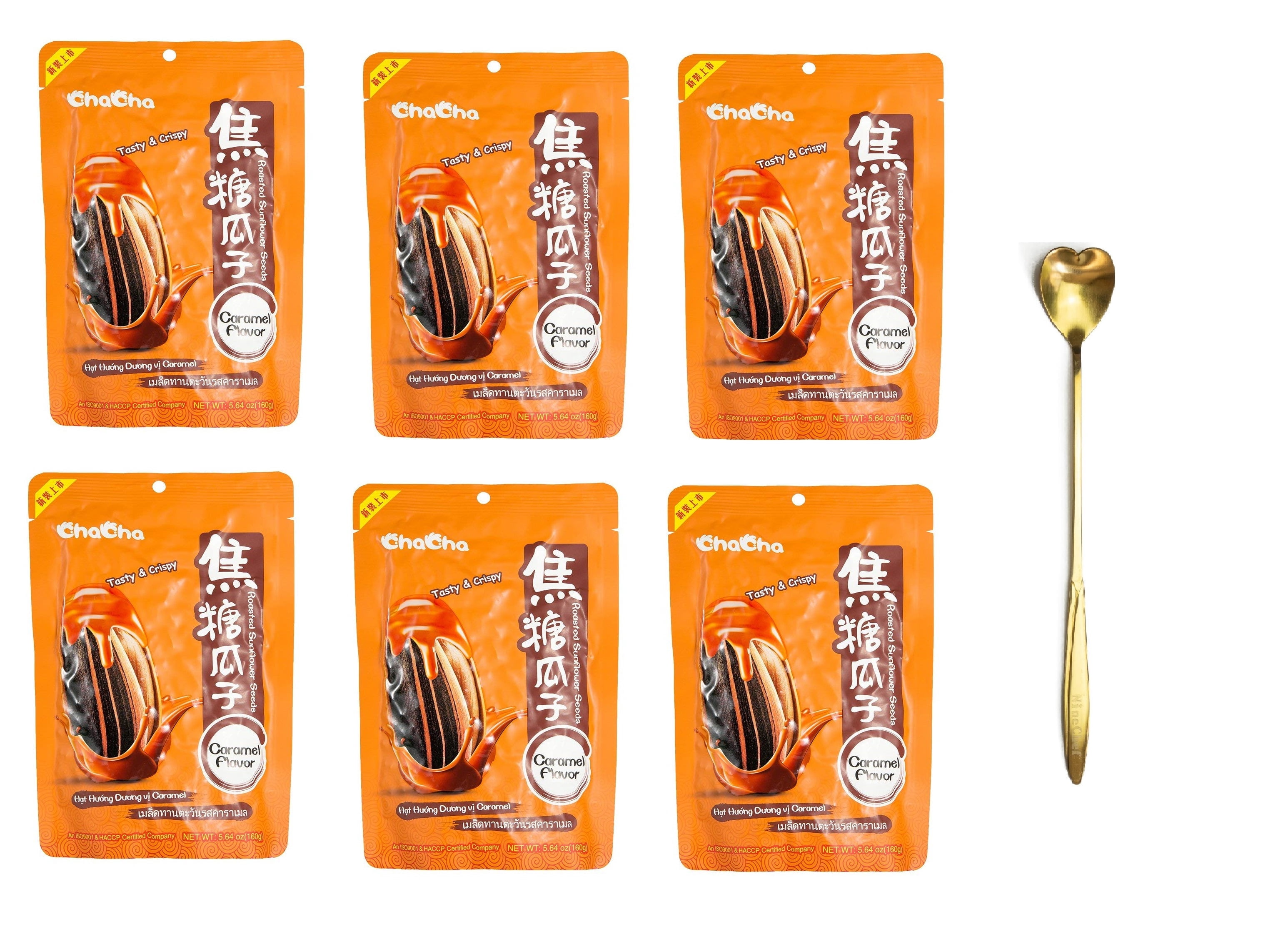 NineChef Bundle - ChaCha Sunflower Roasted and Salted Seeds 160g X 6 Bags + 1 NineChef ChopStick