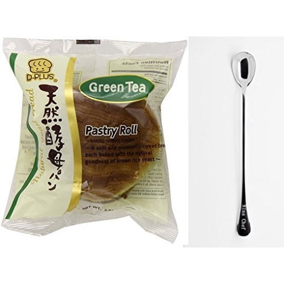 NineChef Bundle - D-Plus Japanese Wheat Bread Cake (Green Tea 3 Bag) + 1 NineChef Brand Long Handle Spoon