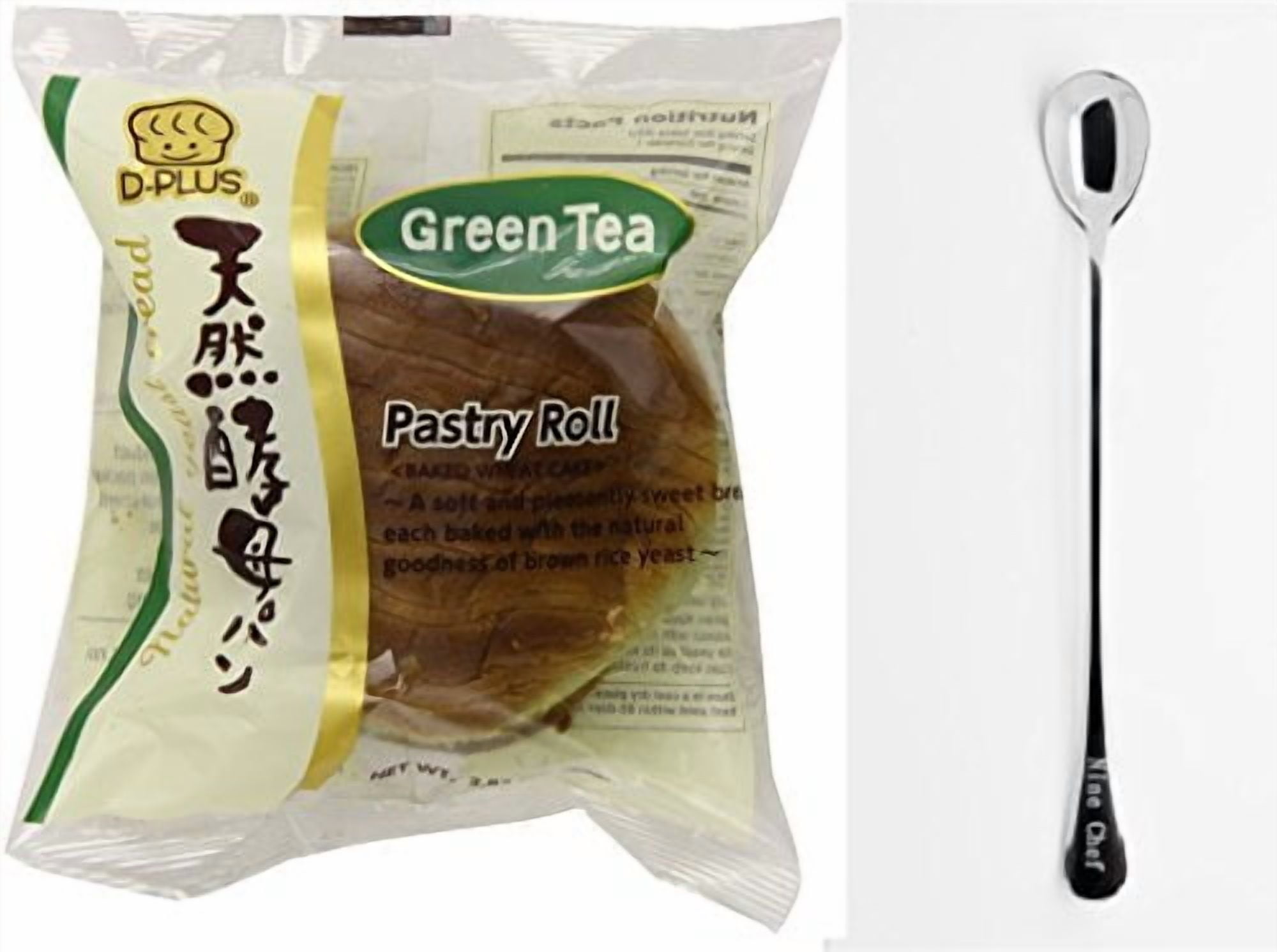 NineChef Bundle - D-Plus Japanese Wheat Bread Cake (Green Tea 6 Bag) + 1 NineChef Brand Long Handle Spoon
