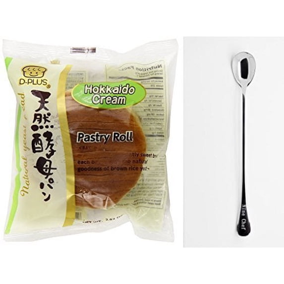 NineChef Bundle - D-Plus Japanese Wheat Bread Cake (Hokkaidou Cream 1 Bag) + 1 NineChef Brand Long Handle Spoon