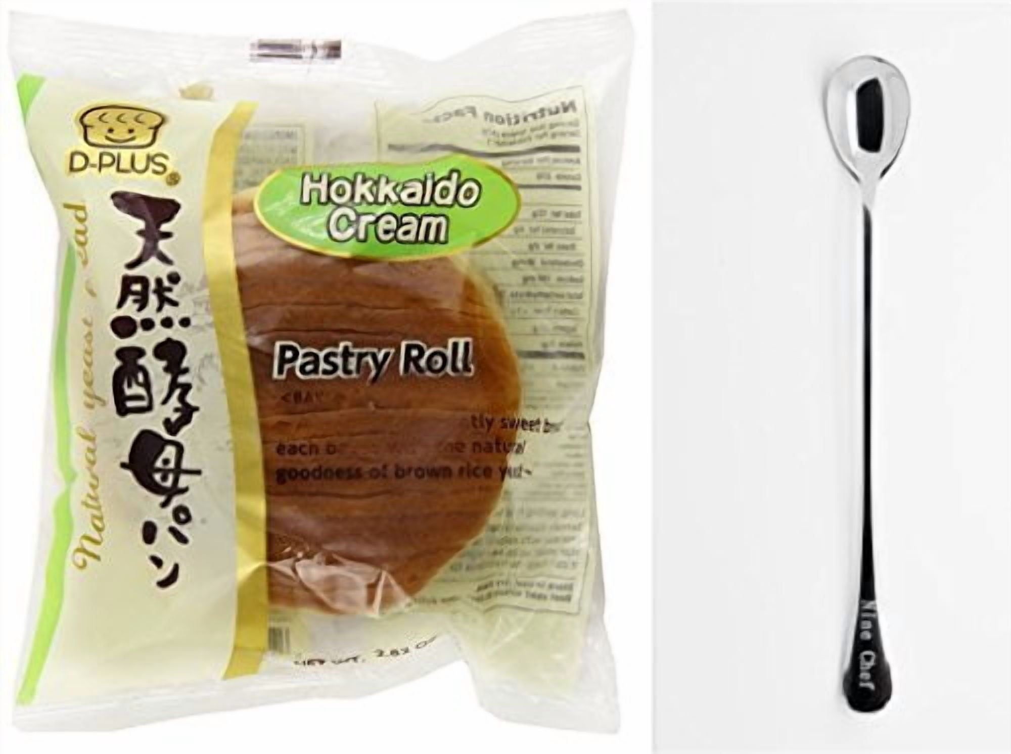 NineChef Bundle - D-Plus Japanese Wheat Bread Cake (Hokkaidou Cream 6 Bag) + 1 NineChef Brand Long Handle Spoon