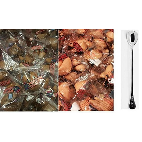 NineChef Bundle - Fortune Cookies Fresh Single Wrap(golden Bowl) ChocolateVanilla Flavor (half each) 400 pcs + 1 NineChef Brand Long Handle Spoon
