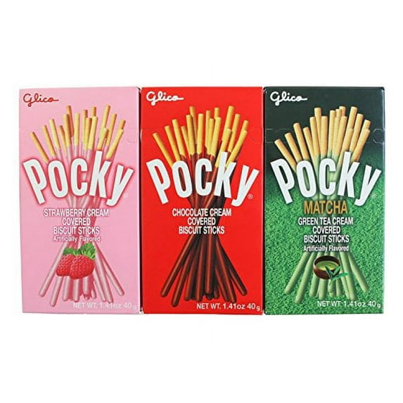 NineChef Bundle - Glico Pocky Biscuit Sticks 3 Flavor Variety Pack (Pack of 12) + 1 NineChef ChopStick