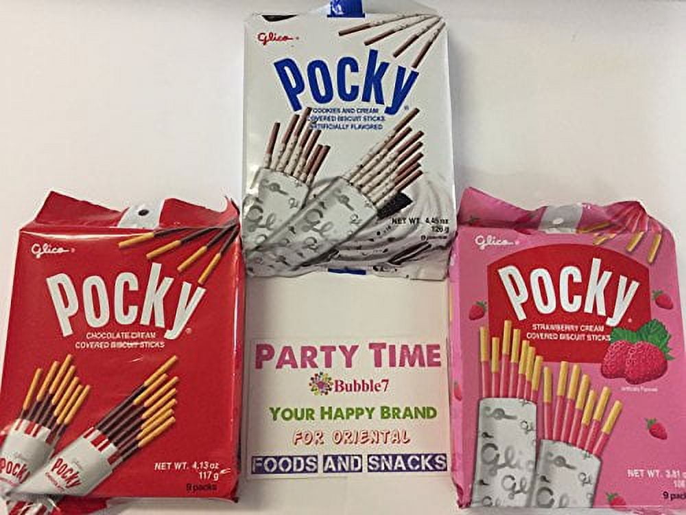 NineChef Bundle - Glico Pocky Japanese Snacks Glico Pocky Chocolate Biscuit Stick family 9 Packs Party Pack (3 packs) + 1 NineChef ChopStick