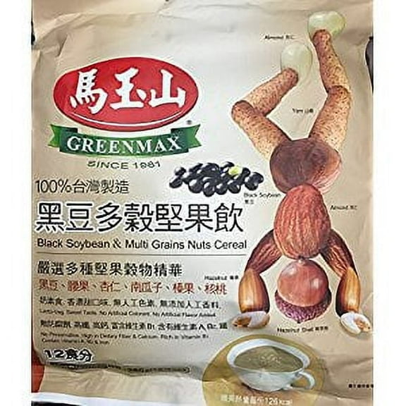 NineChef Bundle - Greenmax (Mayushan) Black Soybean & Multi Grains Nuts Cereal 12.7oz (5 Bag) + 1 NineChef ChopStick