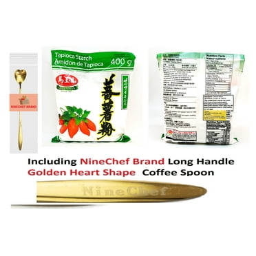 NineChef Bundle - Greenmax Tapioca Starch/sweet Potato Starch 14oz + 1 NineChef Brand Long Handle Coffee Spoon