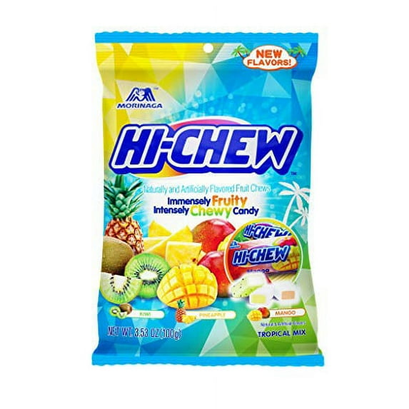 NineChef Bundle - HiChew Hi-Chew Tropical Mix 3.53 oz (Pack of 4) + 1 NineChef ChopStick