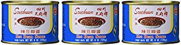 NineChef Bundle - Hot Szechuan Style Bean Sauce 6oz 3 Cans + 1 NineChef Brand Long Handle Spoon