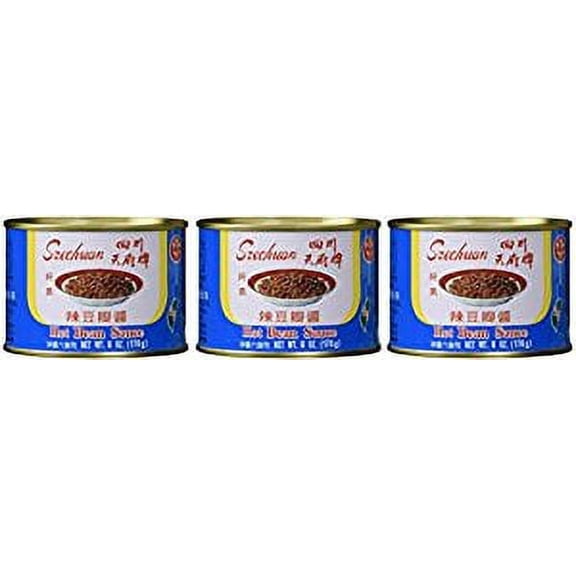 NineChef Bundle - Hot Szechuan Style Bean Sauce 6oz 3 Cans + 1 NineChef Brand Long Handle Spoon