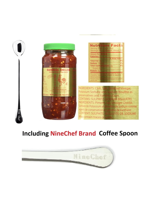 Bundle - Huy Fong Foods Sambal Oelek Ground Fresh Chili Paste -- 18 oz + 1 NineChef ChopStick