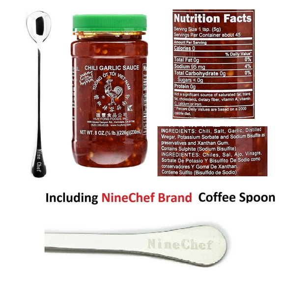 NineChef Bundle - Huy Fong Tuong OT TOI Vietnam Chili Garlic 8oz 226g Bottle Plus 1 NineChef Spoon