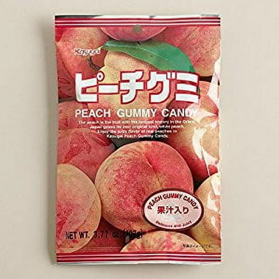 NineChef Bundle - Japanese Fruit Gummy Candy from Kasugai - Peach - 107g + 1 NineChef Brand Long Handle Spoon