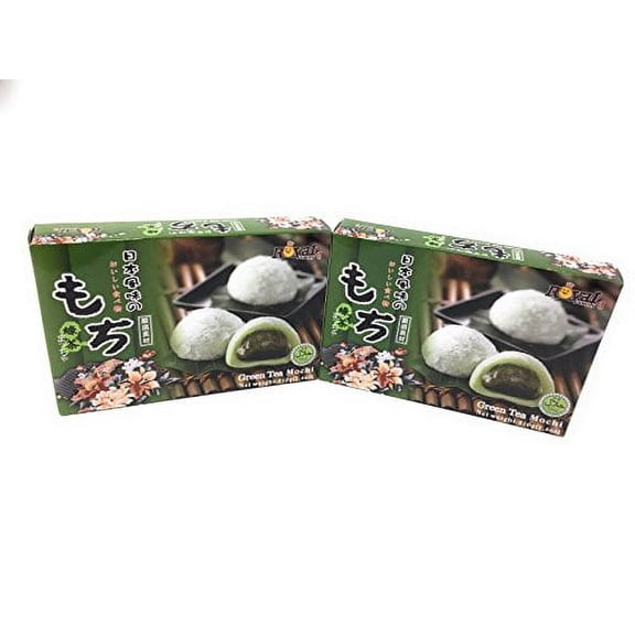 NineChef Bundle - Japanese Green Tea Mochi - 7.4 Oz / 210g(2 packs ) + 1 NineChef Brand Long Handle Spoon