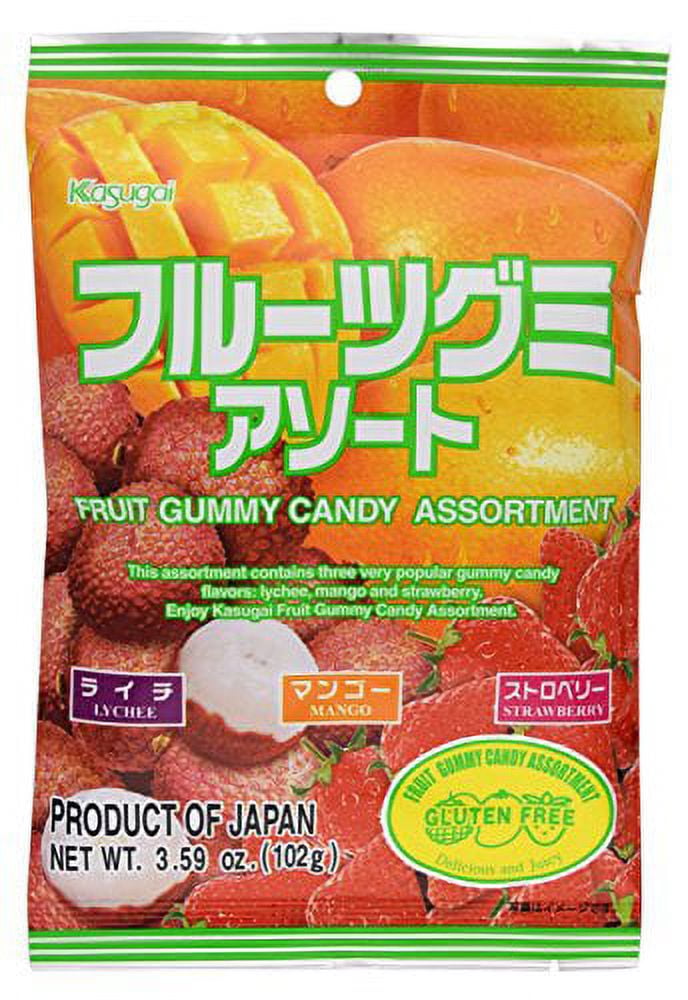 NineChef Bundle - Kasugai Fruit Assort Gummy Candy 3.59oz (3 Pack) + 1 NineChef Brand Long Handle Spoon