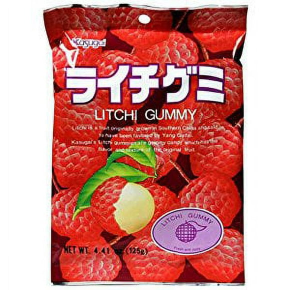NineChef Bundle - Kasugai Japanese Gummy Candy LITCHI Flavor 4.41-Ounce Bags (Pack of 12) + 1 NineChef Brand Long Handle Spoon