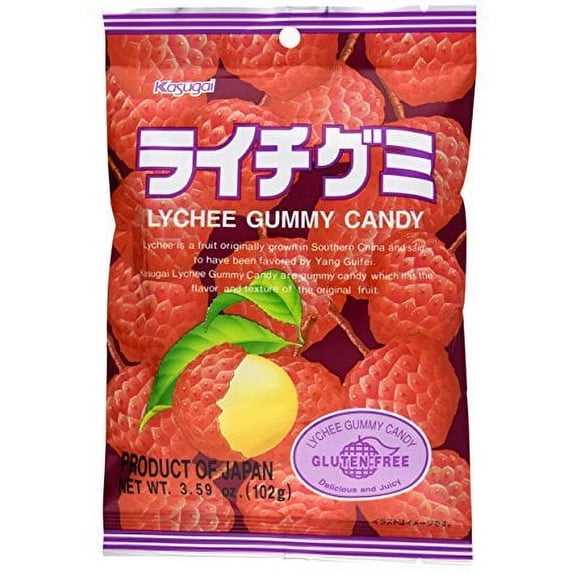 NineChef Bundle - Kasugai Lychee Gummy Candy 3.59oz (2 Pack) + 1 NineChef Brand Long Handle Spoon