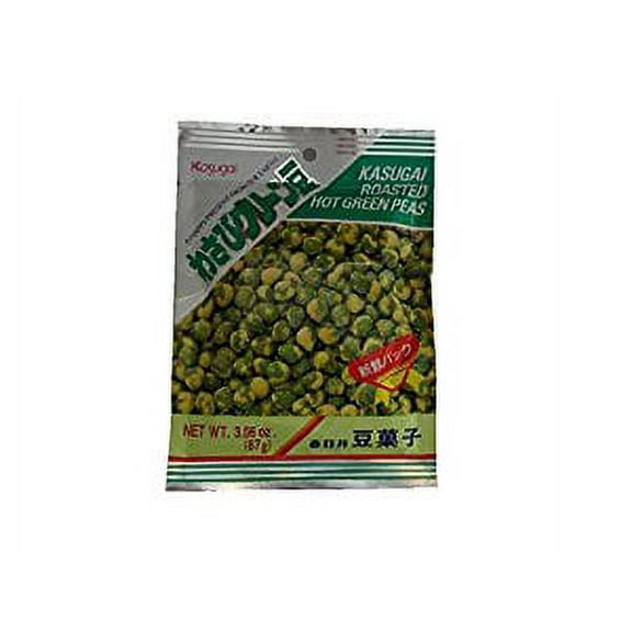 NineChef Bundle - Kasugai Roasted Hot Wasabi Flavor Green Peas (Japanese Import) + 1 NineChef Brand Long Handle Spoon