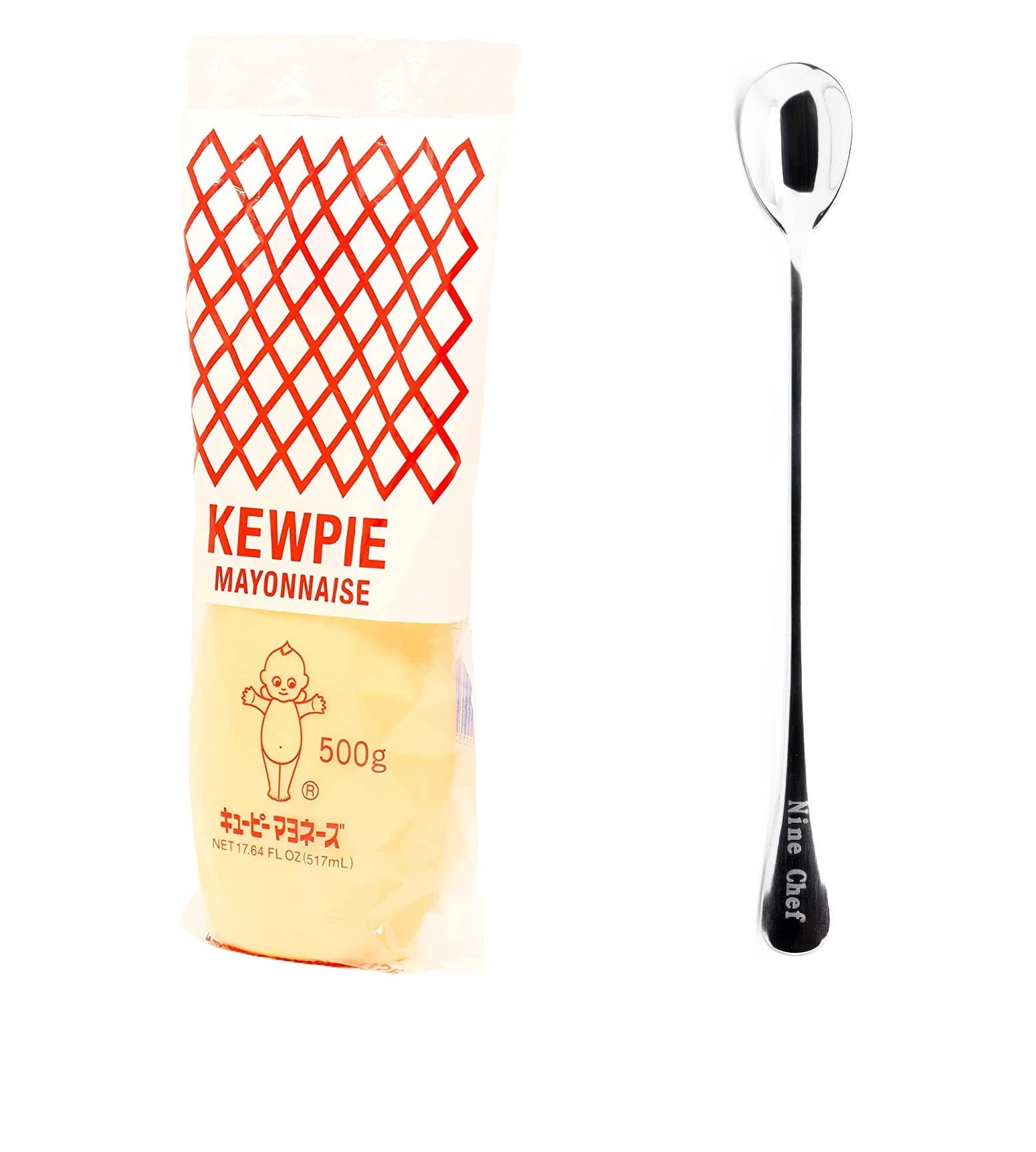 NineChef Bundle - Kewpie Mayonaise 17.64-Ounce Tubes (Pack of 2) + 1 NineChef Spoon