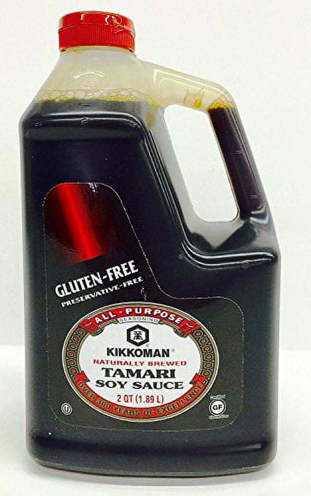 NineChef Bundle - Kikkoman Tamari Soy Sauce Gluten-Free 64 Ounce (0.5 Gallon) + 1 NineChef Brand Long Handle Spoon