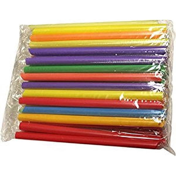 NineChef Bundle - Large Milkshake Straws - Extra Wide Diameter - 35ct/Poly Bag. Cellophane Wrapped Bright Colors + 1 NineChef Brand Long Handle Spoon