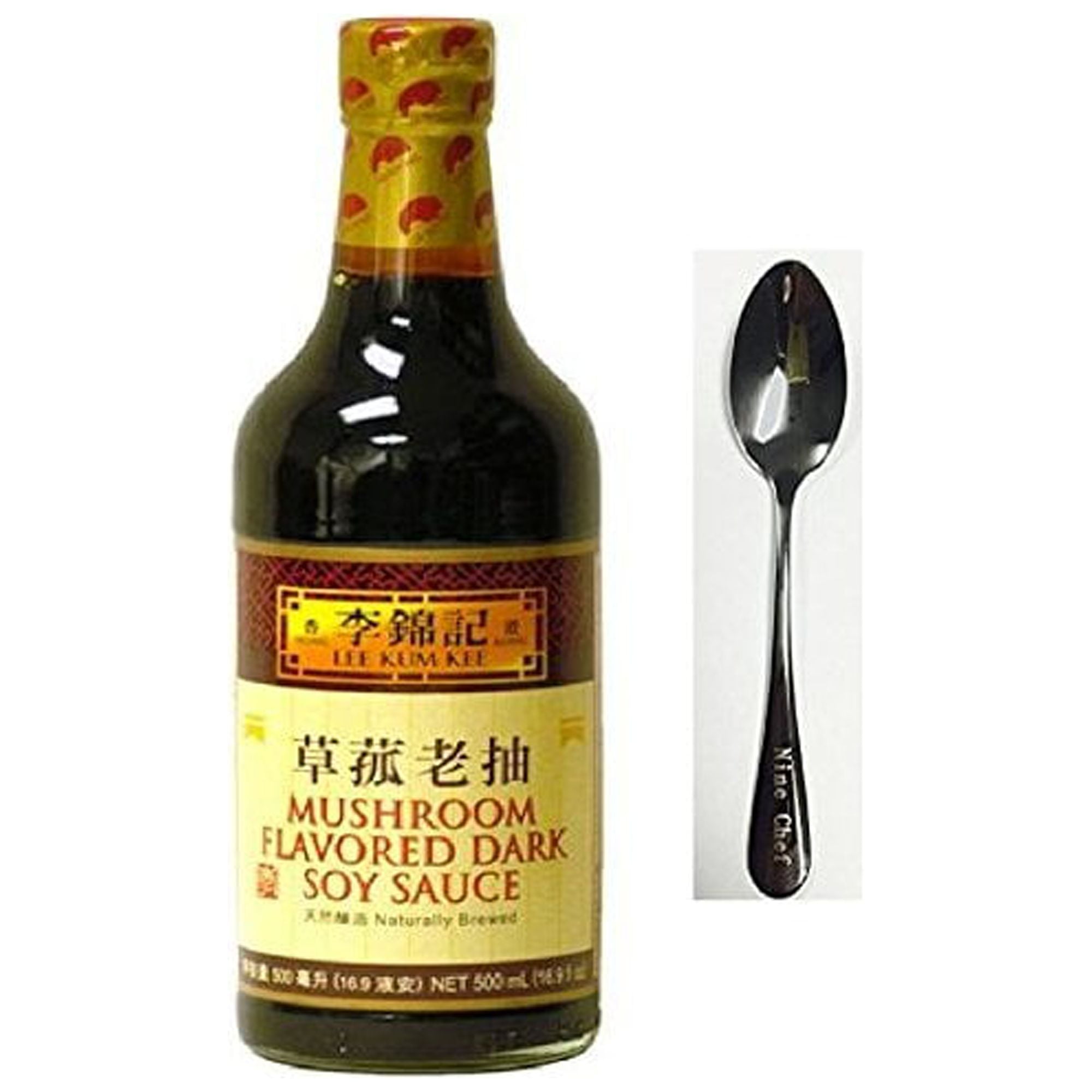 NineChef Bundle - Lee Kum Kee Mushroom Flavored Dark Soy Sauce(3 Bottle) + 1 NineChef Brand ChopStick