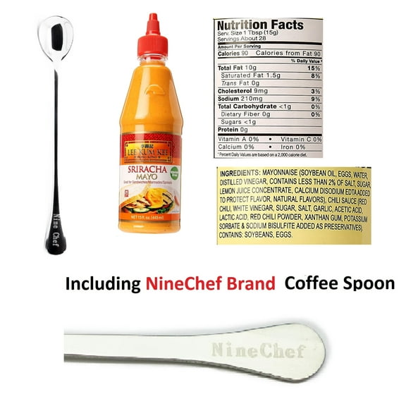 NineChef Bundle - Lee Kum Kee Sriracha Mayo 15 Ounce + 1 NineChef Brand Spoon