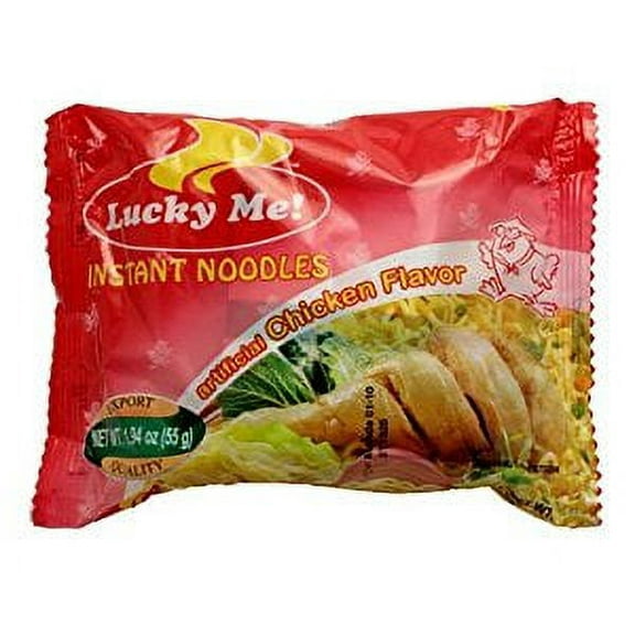 NineChef Bundle - Lucky Me Instant Noodles (Chicken) (Pack of 20) + 1 NineChef Brand Long Handle Spoon