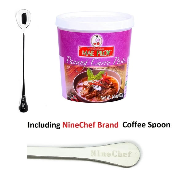 NineChef Bundle - Mae Ploy Thai Panang Curry Paste - 14 oz jar + 1 NineChef Spoon