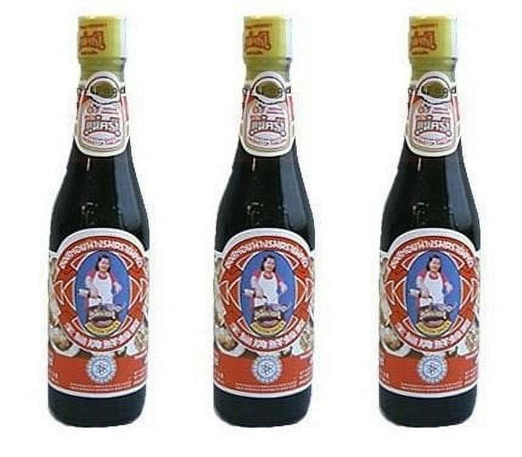 NineChef Bundle - Maekrua Thai Oyster Sauce 11 oz bottle (Pack of 3) + 1 NineChef Brand Long Handle Spoon