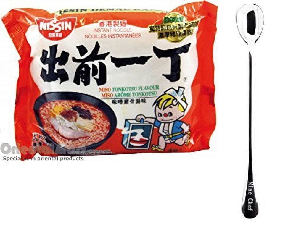 NineChef Bundle - NISSIN Demae Ramen Noodle with Soup Base (Miso Tonkotsu Pork Flavor 30 Pack (One Case)) + 1 NineChef ChopStick